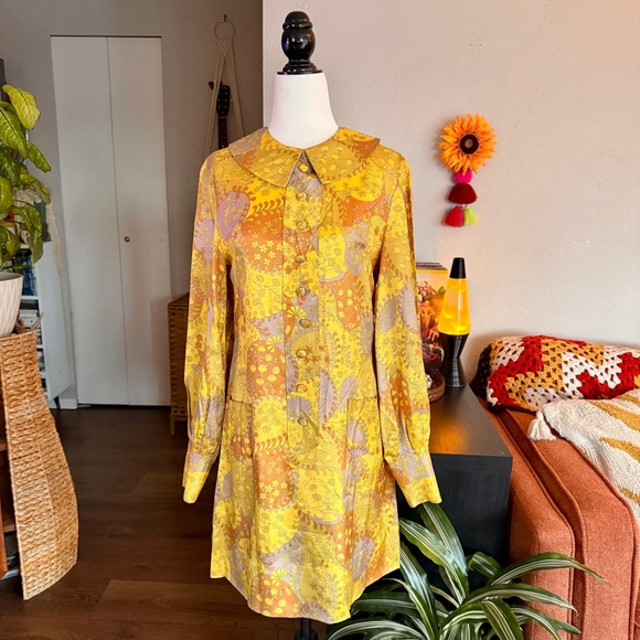 Vintage 60s Floral Women's Dress - Picture 1 of 10